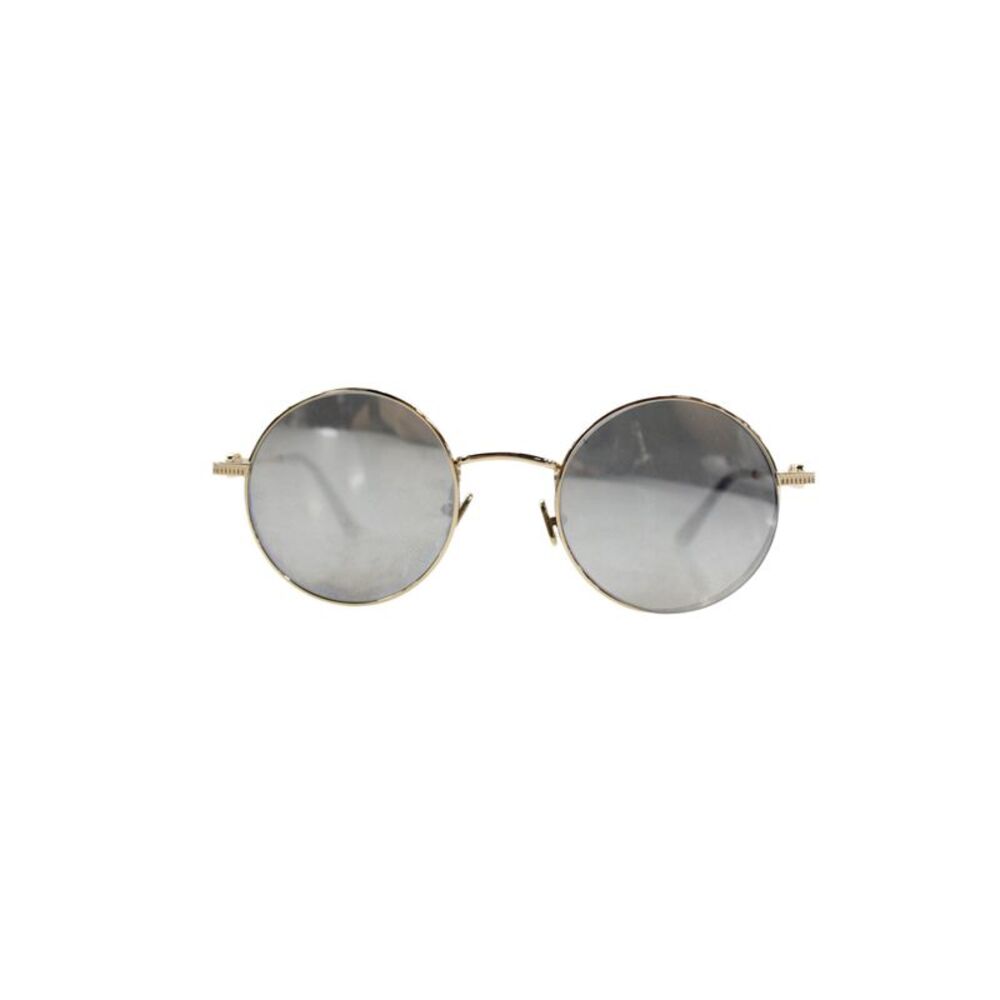 Valentino Womens Metal Round Frame Sunglasses Grey Gold 145mm